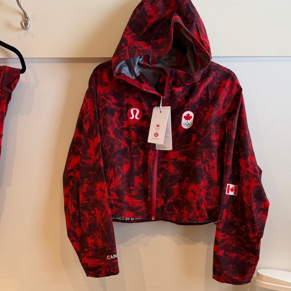 lululemon Olympic athletica Red and Black Hooded Jacket